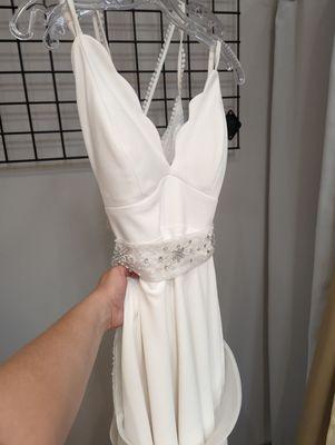 This is it with the belt, that was only $30. The dress was 99. All together. $129 is pretty darn good for a wedding dress.