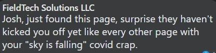 Owner states following CDC guidance about masks is equal to "sky is falling crap".