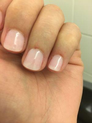 You can see the cuts on my nail beds where I was visibly bleeding during the manicure.