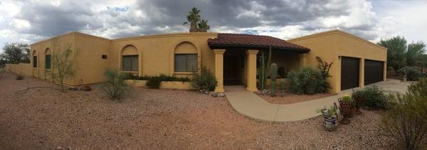 The Oliver Home.The owners were unhappy with the old pink & burgundy color scheme & wanted something more "Old World meets Tucson", presto!