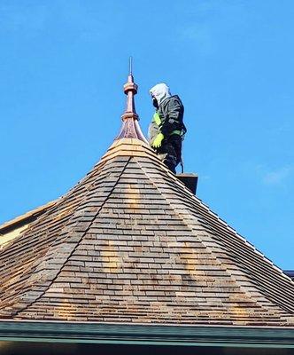 Wood shake roof and cupola