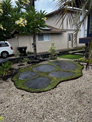 Stepping stone with grass