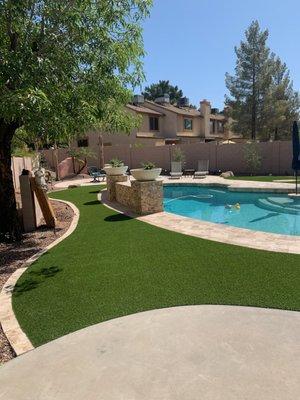 Pool construction + turf and pavers