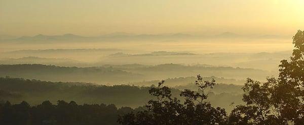 Beautiful views of the mountains, woods, lakes and streams all year long can be found by our cabins in Blue Ridge Georgia.