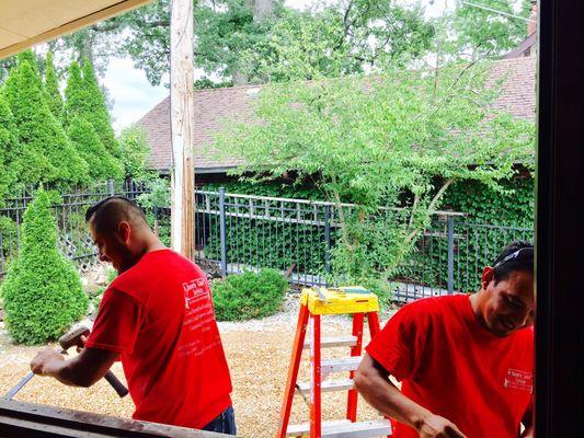 Beverly Glass Co. installing custom new double pane glass window! ...another quality job! The installers are the best in the business!