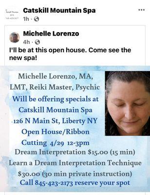 Dream Interpretation Grand Opening Special