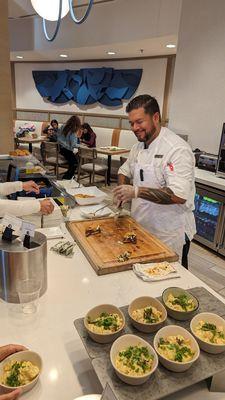 Executive Chef preparing his dishes.