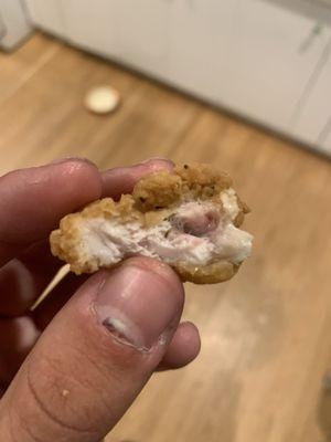 Pink chicken nugget