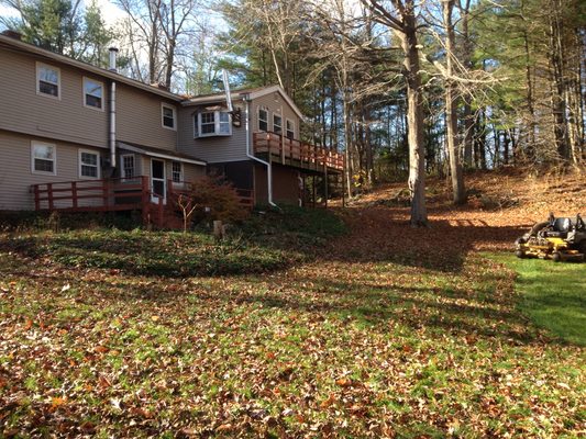 Fall Leaf Cleanup. Middlefield, CT. before