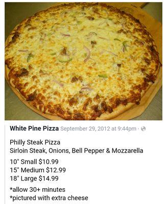 Philly cheese steak pizza