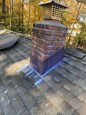 New chimney flashing and waterproof the chimney