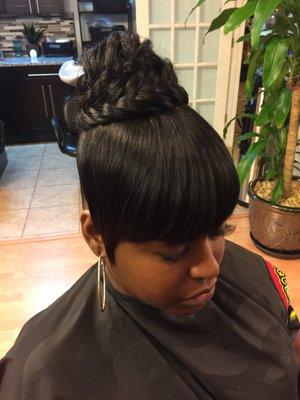 Here at dynamic creations, we specialize in all hair types. Pin ups, blow outs, color,haircuts, weave, braids and more.