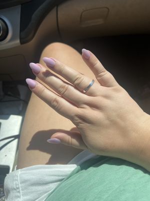 I got a gel fill with a matte purple in an almond shape. In love.