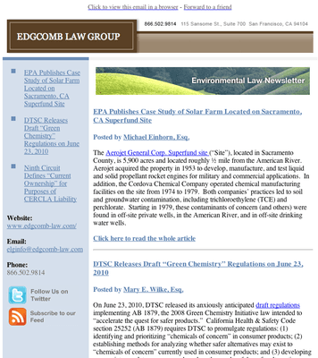 Edgcomb Law Group Email Newsletter