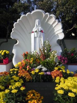 The monastery's large Virgin Mary statue on the western side of their front yard