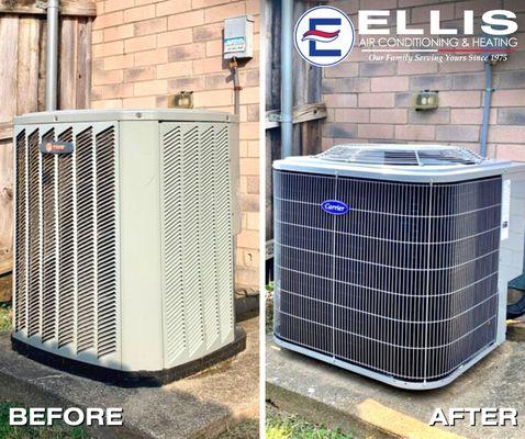 Before and after a residential HVAC installation.