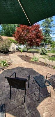 View from round patio to house.