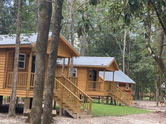 Brand new construction of  7 cabins. Small sleep 4, Large sleeps 10 all have Refrigerator, stove, full bath, smart TV, high-speed internet