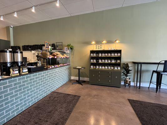 Front counter with coffee and pastries