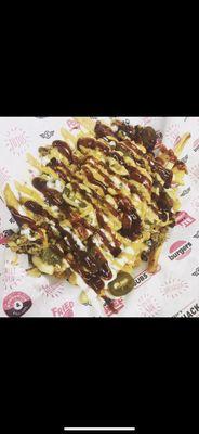 Our loaded fries are amazing!!!  Available with your choice of chicken, steak, corned beef, gyro, and veggie!!