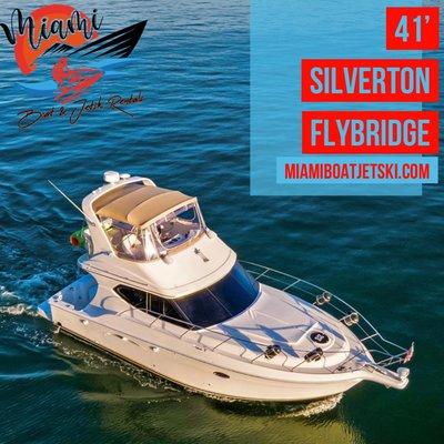 41' Silverton Flybridge
$1,600 4hrs
786.734.7858
ALL INCLUSIVE 
Captain-Taxes -Water-ice-Fuel 
Deposit - 50% Min 
Capacity - 13 guest max