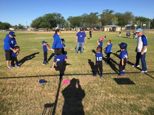 Ironbirds stretching and warming up for their game