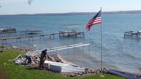 ShoreMaster RS4 dock system being installed