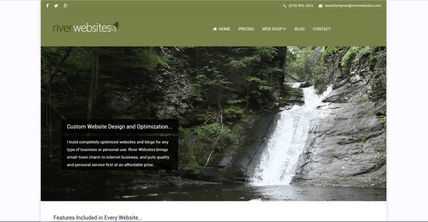 My current website with animated flowing waterfall. This is our local swimming hole, right up the street. - https://riverwebsites.com