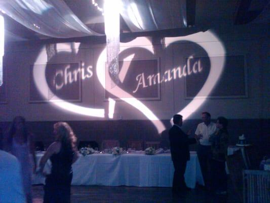 Custom Monogram Projection (gobo) provided by Desert Music Entertainment.