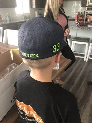 Hat for my sons baseball team.