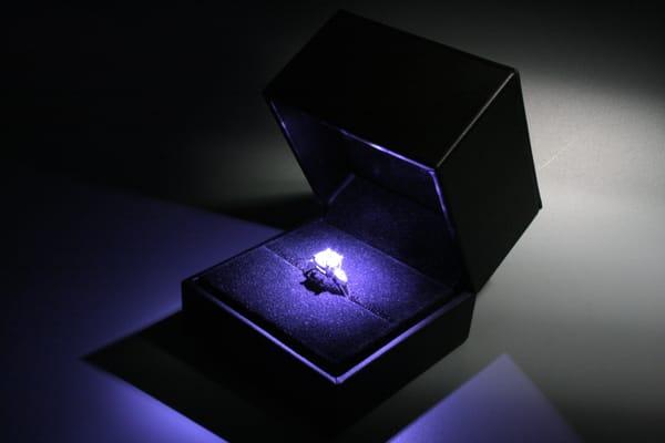 Deluxe Black Leatherette & Suede Jewelry Engagement Ring Box w/ LED Light