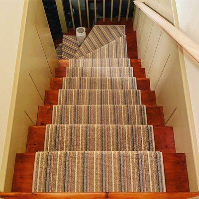 Just finished this carpet installation on stairs!