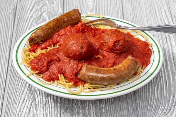 Spaghetti with Sausage and Meatballs