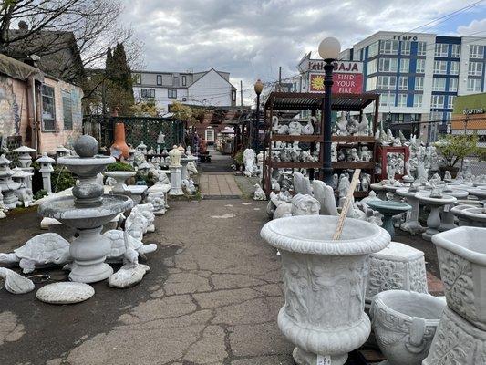 Statues, birdbaths, and figurines!