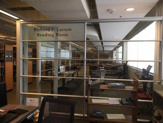 Glass Room is reserved for patrons viewing materials from the closed stacks (the Vault).