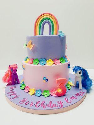 Colorful Flower & Butterfly Birthday Cake