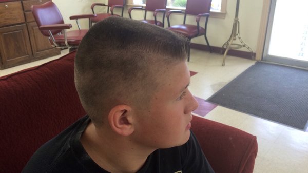 Flat top hair cut, by Patricia at Roy's Hair Shop.