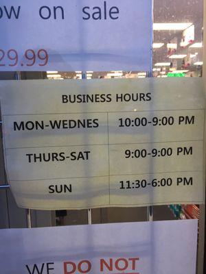 Store hours