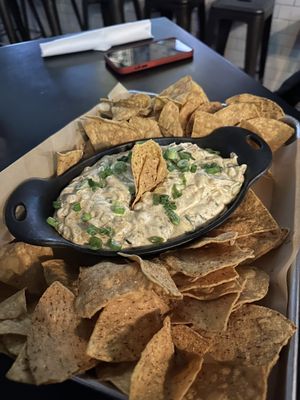 Street corn dip with warm tortillas