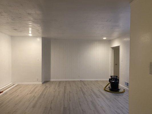 Paint and install floors with baseboards, gorgeous!