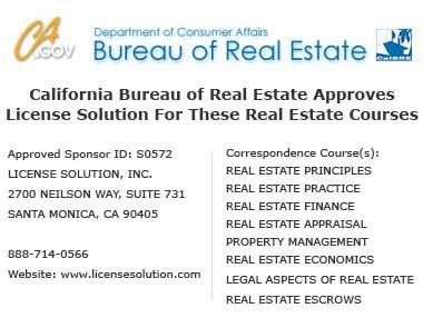 All of our real estate courses are approved by the California Bureau of Real Estate.