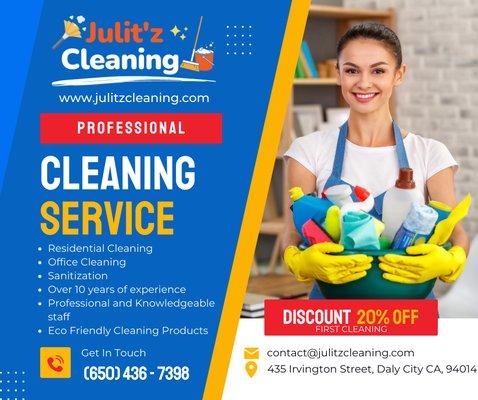 Julitz Cleaning Professional Cleaning Service DISCOUNT 20 OFF FIRST SERVICE
https://julitzcleaning.com