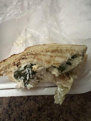 Grilled chicken & artichoke panini.  Decent...chicken was chewy/rubbery.  Not many artichokes...cream cheese spread was good.