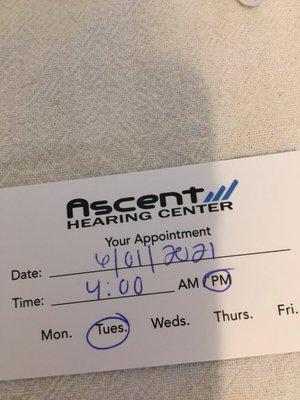 Appointment card means nothing!