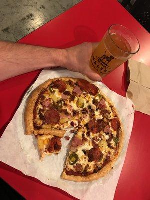 Damn good pizza with a damn good beer