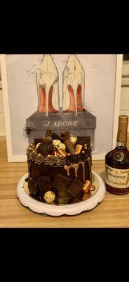 Custom Hennessy Cake with Two Tone Icing