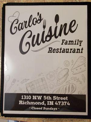 Menu Back Cover (opening day)