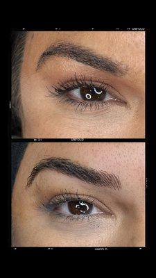 Before and After. I extended the head of her brows to give her a more youthful look. Just a little add on to her already fluffy brows