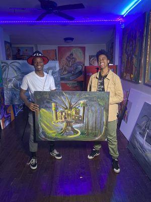 Collector & artist with the art