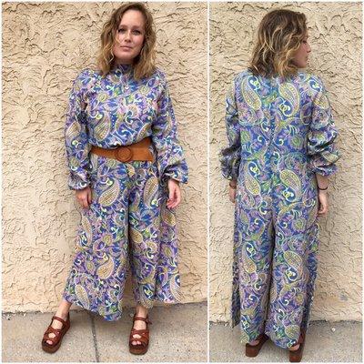 Awesome 1970s Paisley Pant Jumpsuit at Glad Rags!